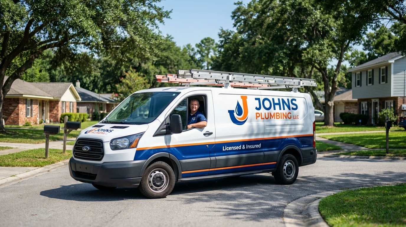 Johns Plumbing LLC service van in Goddard, KS